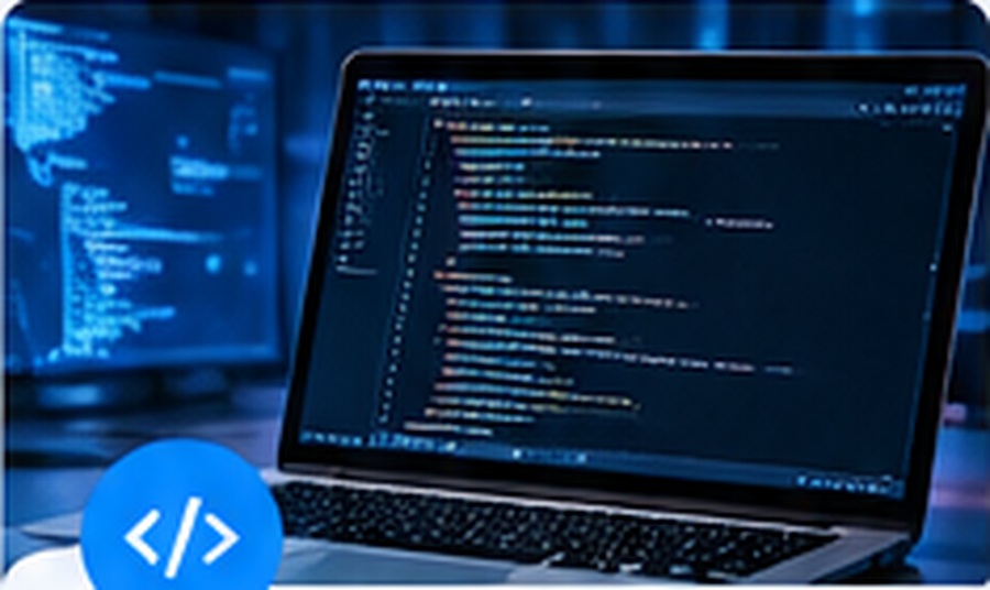 Laptop displaying programming code